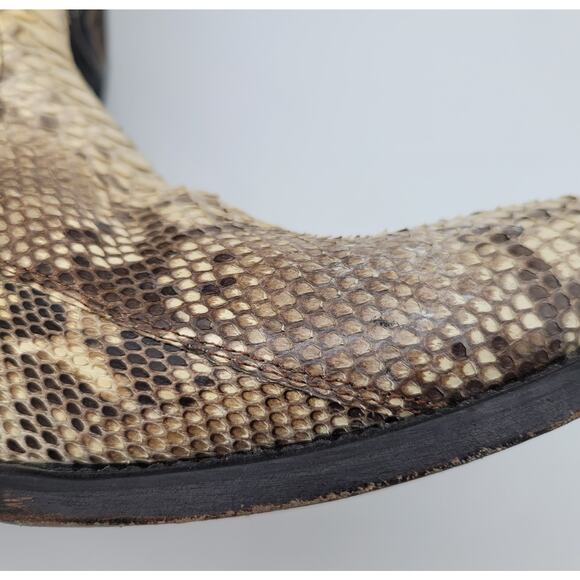 Dan Post Boots Mens Size 11 D Tan Black Western Cowboy Python Snakeskin DP3036 - Picture 13 of 16